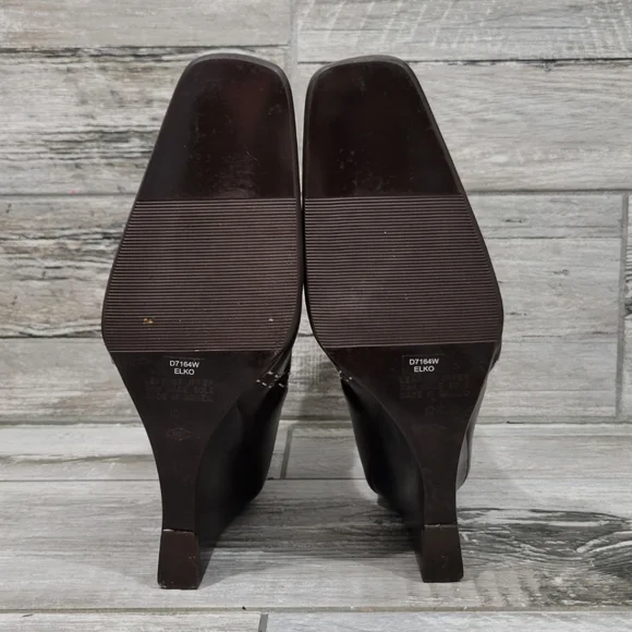 Retro (90's) Diba "Elko" Square-Toe Top-Stitch Wedge Heel Boots - Picture 8 of 15